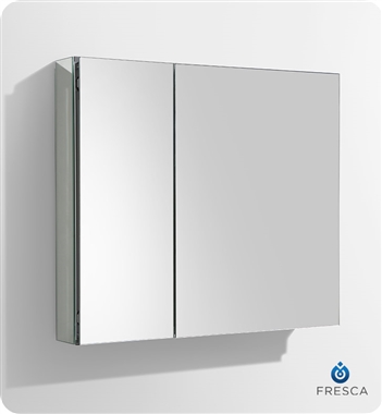 Fresca 30" Wide x 26" Tall Bathroom Medicine Cabinet with Mirrors