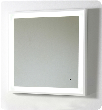 Fresca Platinum Wave 32" Glossy White Bathroom Mirror w/ LED Lighting & Fog-Free System
