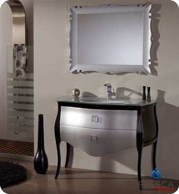 [DISCONTINUED] Fresca Platinum Paris 45" Glossy Silver/Black Bathroom Vanity w/ Swarovski Handles