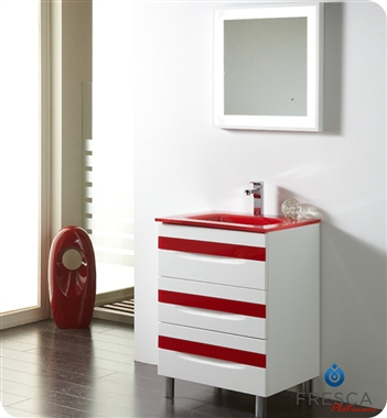 [DISCONTINUED] Fresca Platinum Giocco 24" Glossy White/Red Modern Bathroom Vanity