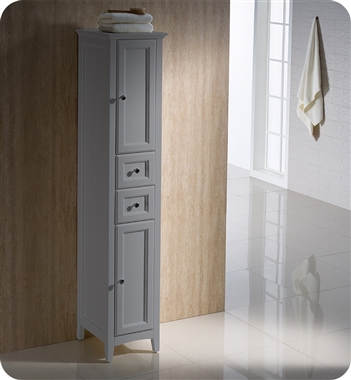 Fresca Oxford Tall Bathroom Linen Cabinet in Grey