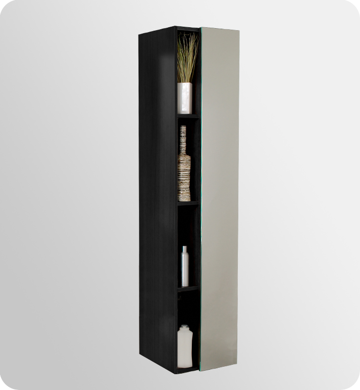 Bathroom Vanities Vanity Furniture Cabinets Rgm Fresca Black Bathroom Linen Side Cabinet W 4 Cubby Holes Mirror