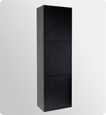 Fresca Bathroom Linen Side Cabinet with 3 Large Storage Areas in Black