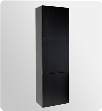 Fresca Bathroom Linen Side Cabinet with 3 Large Storage Areas in Black