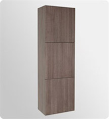 Fresca Bathroom Linen Side Cabinet with 3 Large Storage Areas in Gray Oak