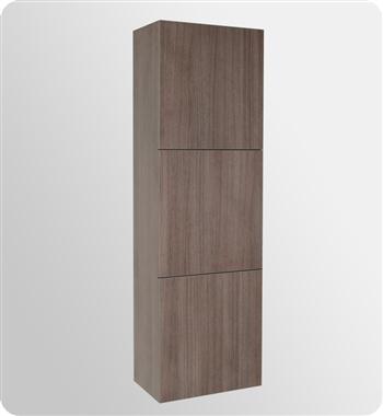 Fresca Bathroom Linen Side Cabinet with 3 Large Storage Areas in Gray Oak