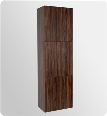 Fresca Bathroom Linen Side Cabinet with 3 Large Storage Areas in Walnut