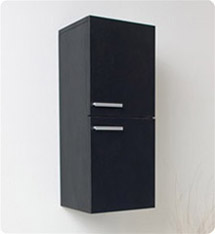 Fresca Bathroom Linen Side Cabinet with 2 Storage Areas in Black