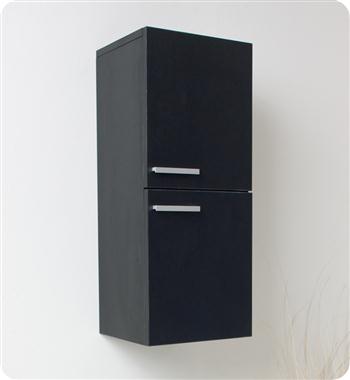 Fresca Bathroom Linen Side Cabinet with 2 Storage Areas in Black