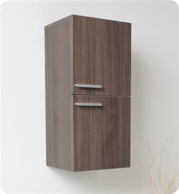 Fresca Bathroom Linen Side Cabinet with 2 Storage Areas in Gray Oak