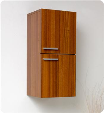 Fresca Bathroom Linen Side Cabinet with 2 Storage Areas in Teak