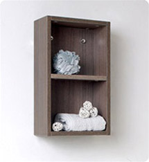 Fresca Bathroom Linen Side Cabinet with 2 Open Storage Areas in Gray Oak