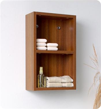 Fresca Bathroom Linen Side Cabinet with 2 Open Storage Areas in Teak
