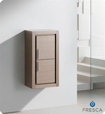 Fresca Bathroom Linen Side Cabinet with 2 Doors in Gray Oak