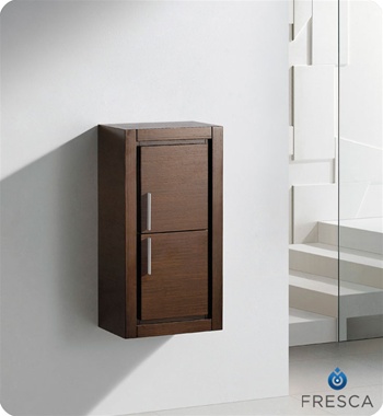 Fresca Bathroom Linen Side Cabinet with 2 Doors in Wenge Brown