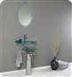 Fresca - Ovale - Glass Bathroom Vanity w/ Glass Shelf Countertop - FVN1019