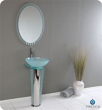 Fresca - Vitale - Glass Bathroom Vanity w/ Glass Etched Floral Pattern - FVN1053