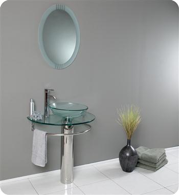 Fresca - Attrazione - Glass Bathroom Vanity w/ Frosted Edge Mirror - FVN1060