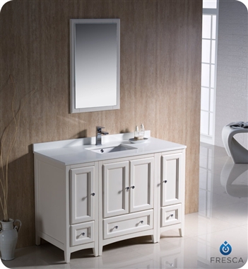 Fresca Oxford 48" Traditional Bathroom Vanity with 2 Side Cabinets in Antique White