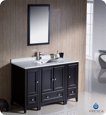 Fresca Oxford 48" Traditional Bathroom Vanity with 2 Side Cabinets in Espresso