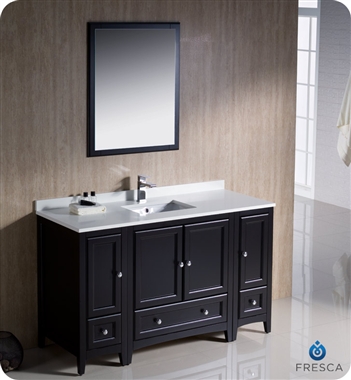 Fresca Oxford 54" Traditional Bathroom Vanity with 2 Side Cabinets in Espresso