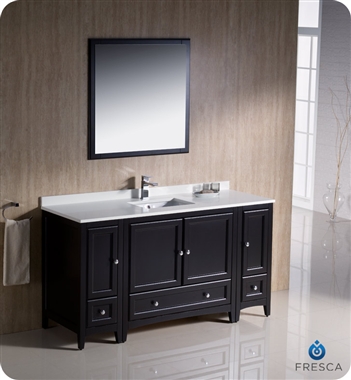 Fresca Oxford 60" Traditional Bathroom Vanity with 2 Side Cabinets in Espresso