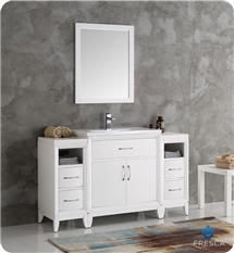 Fresca Cambridge 54" White Traditional Bathroom Vanity with Mirror