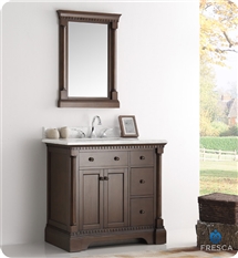 Fresca Kingston 37" Antique Coffee Traditional Bathroom Vanity with Mirror