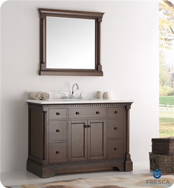 Fresca Kingston 49" Antique Coffee Traditional Bathroom Vanity with Mirror