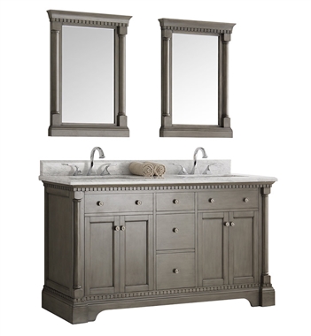Fresca Kingston 61" Antique Silver Double Sink Traditional Bathroom Vanity with Mirrors