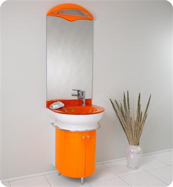 Fresca - Calmo 24" - Orange Vanity w/ Built-in Light and Glass Countertop - FVN5060OR
