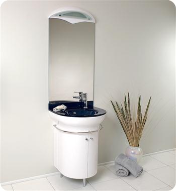 Fresca - Calmo 24" - White Vanity w/ Built-in Light and Glass Countertop - FVN5060WH