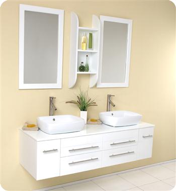 Fresca - Bellezza - (White) Bathroom Vanity w/ Solid Oak Wood and White Ceramic Sinks - FVN6119WH