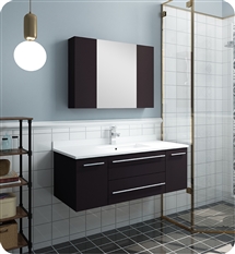 Fresca Lucera 42" Espresso Wall Hung Undermount Sink Modern Bathroom Vanity w/ Medicine Cabinet