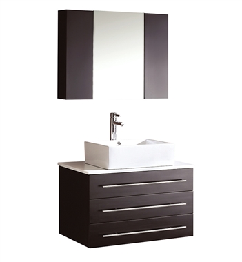 Fresca - Modello - (Espresso) Bathroom Vanity w/ White Ceramic Sink and Medicine Cabinet - FVN6183ES