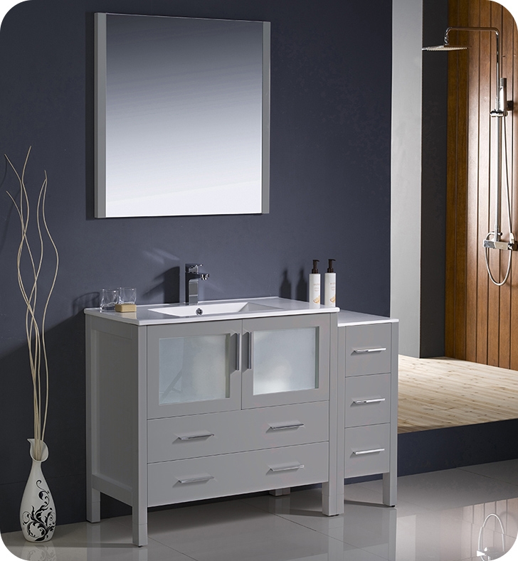 Bathroom Vanities Vanity Furniture Cabinets Rgm Fresca Torino 48 Grey Bathroom Vanity With Side Cabinet And Integrated Sink