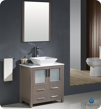 Fresca Torino 30" Gray Oak Modern Bathroom Vanity with Vessel Sink