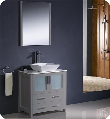 Fresca Torino 30" Grey Modern Bathroom Vanity with Vessel Sink