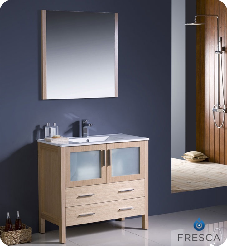 Bathroom Vanities Vanity Furniture Cabinets Rgm Fresca Torino 36 Light Oak Modern Bathroom Vanity W Integrated Sink