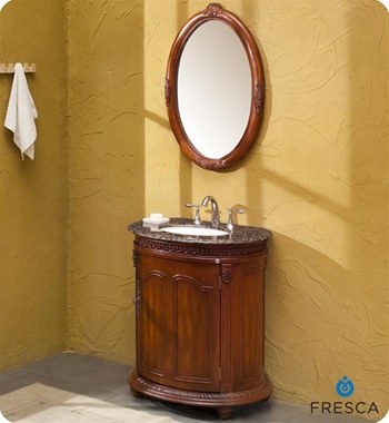 Fresca Carter Antique Single Sink Bathroom Vanity w/ Baltic Brown Countertop - FVN6307BB