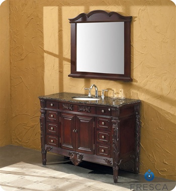 Fresca Brampton Antique Single Sink Bathroom Vanity w/ Baltic Brown Countertop - FVN6351BB