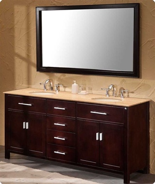 Fresca Hampton Traditional Double Sink Bathroom Vanity w/ Travertine Countertop