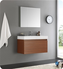 Fresca Mezzo 36" Teak Wall Wall Hung Modern Bathroom Vanity with Medicine Cabinet