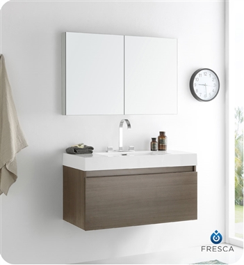 Fresca - Mezzo - (Gray Oak) Bathroom Vanity w/ Blum Storage System - FVN8010GO