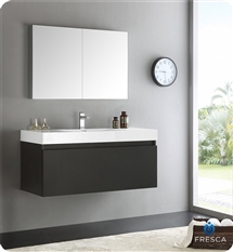 Fresca Mezzo 48" Black Wall Hung Modern Bathroom Vanity with Medicine Cabinet