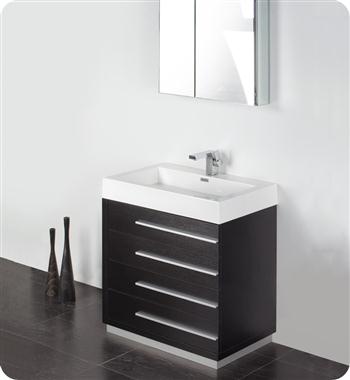 Fresca - Livello 30" - (Black) Bathroom Vanity w/ Modern Faucet and Medicine Cabinet - FVN8030BW