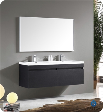 Fresca - Largo - (Black Wood) Double Sink Bathroom Vanity w/ Wavy Sink - FVN8040BW