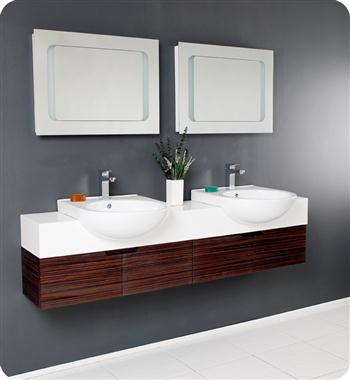 Fresca - Vistoso - Double Sink Vanity w/ Illuminated Mirrors and Lacquer Finish - FVN8063