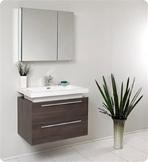 Fresca - Medio - (Gray Oak) Bathroom Vanity w/ Two Drawers and White Acrylic Countertop - FVN8080GO