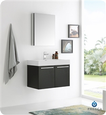 Fresca Vista 30" Black Wall Hung Modern Bathroom Vanity with Medicine Cabinet